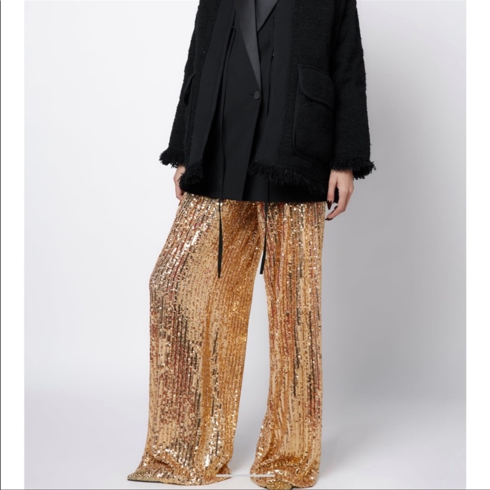 Zara sequin wide leg pants - Picture 9 of 16